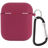 Силиконовый футляр с микрофиброй для наушников Airpods 1/2 Бордовый / Plum Силиконовый футляр с микрофиброй для наушников Airpods 1/2 Бордовый / Plum