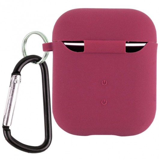 Силіконовий футляр з мікрофіброю для навушників Airpods 1/2 Бордовий / Plum - зображення 1 