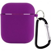 Силиконовый футляр с микрофиброй для наушников Airpods 1/2 Фиолетовый / Grape Силиконовый футляр с микрофиброй для наушников Airpods 1/2 Фиолетовый / Grape