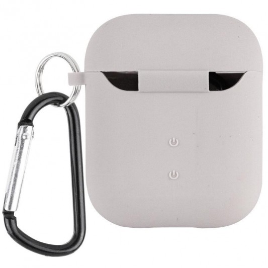 Силіконовий футляр з мікрофіброю для навушників Airpods 1/2 Сірий / Stone - зображення 1 