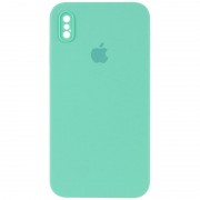 Чехол Silicone Case Square Full Camera Protective (AA) для Apple iPhone X / XS (5.8") Бирюзовый / Turquoise