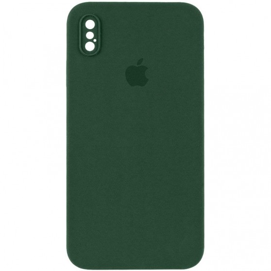 Чехол Silicone Case Square Full Camera Protective (AA) для Apple iPhone X / XS (5.8") Зеленый / Cyprus Green
