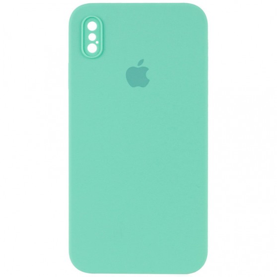 Чехол Silicone Case Square Full Camera Protective (AA) для Apple iPhone XS Max (6.5") Бирюзовый / Turquoise