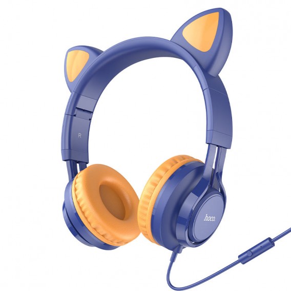 Навушники з вушками Hoco W36 Cat ear, Midnight Blue