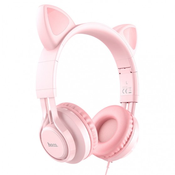 Накладные наушники Hoco W36 Cat ear (3.5mm/1.2m) Pink