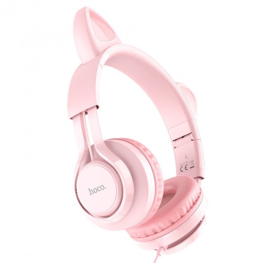 Накладные наушники Hoco W36 Cat ear (3.5mm/1.2m) Pink - изображение 1