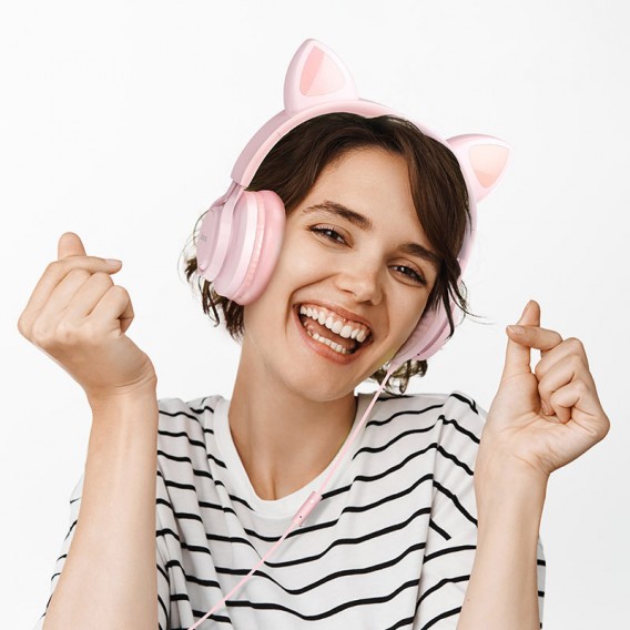 Детские наушники Hoco W36 Cat ear, Pink
