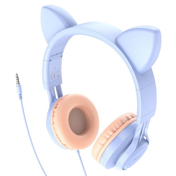 Навушники з вушками Hoco W36 Cat ear, Dream Blue
