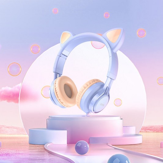 Накладные наушники Hoco W36 Cat ear (3.5mm/1.2m) Dream Blue - изображение 2