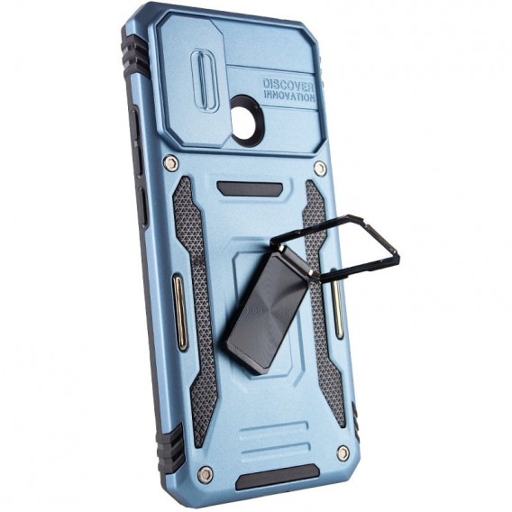 Ударопрочный чехол Camshield Army Ring для Xiaomi Redmi 10C Голубой / Light Blue - изображение 3