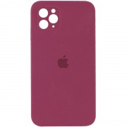 Чохол Silicone Case Square Full Camera Protective (AA) для Apple iPhone 11 Pro Max (6.5") Бордовий / Plum