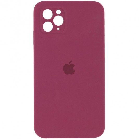 Чохол Silicone Case Square Full Camera Protective (AA) для Apple iPhone 11 Pro Max (6.5") Бордовий / Plum