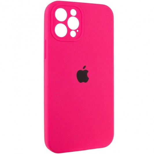 Чехол Silicone Case Full Camera Protective (AA) для Apple iPhone 12 Pro Max (6.7") Розовый / Barbie pink - изображение 1