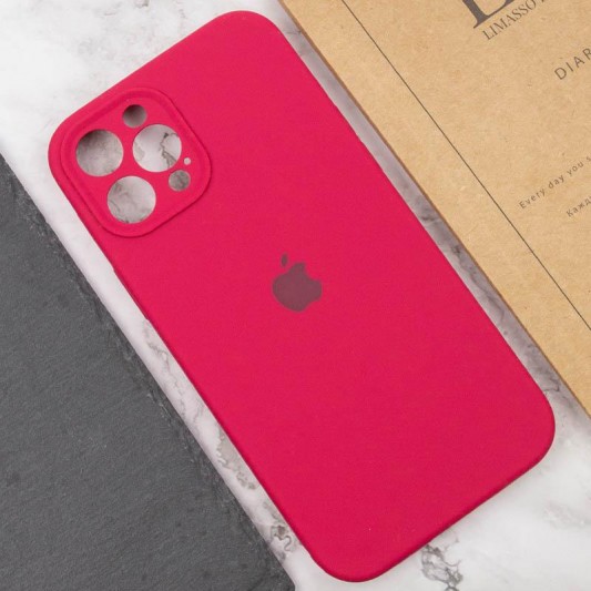 Чехол Silicone Case Full Camera Protective (AA) для Apple iPhone 12 Pro Max (6.7") Красный / Rose Red - изображение 4