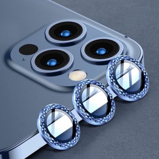 Защитное стекло на камеру для iPhone 12 Pro Max - Metal Shine (в упак.), Синий / Blue - изображение 1