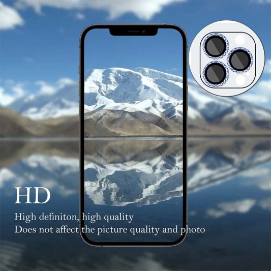 Защитное стекло Metal Shine на камеру (в упак.) для Apple iPhone 13 Pro / 13 Pro Max Голубой / Sierra Blue - изображение 3