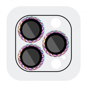 Захисне скло Metal Shine на камеру (в упак.) для Apple iPhone 13 Pro / 13 Pro Max, Бузковий / Rainbow