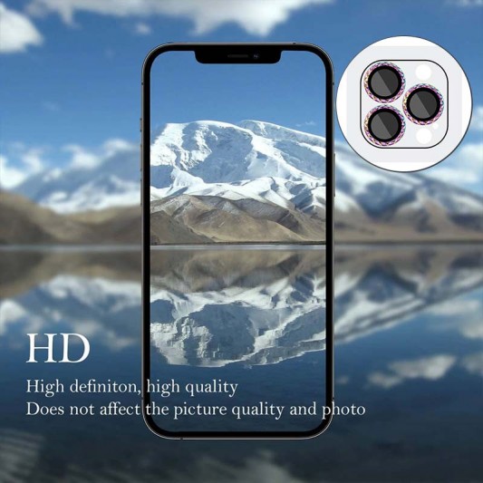Защитное стекло Metal Shine на камеру (в упак.) для Apple iPhone 13 Pro / 13 Pro Max, Сиреневый / Rainbow - изображение 3