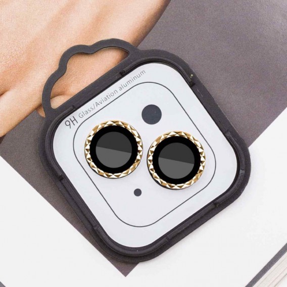 Защитное стекло Metal Shine на камеру (в упак.) для Apple iPhone 14 (6.1") / 14 Plus (6.7"), Золотой / Gold