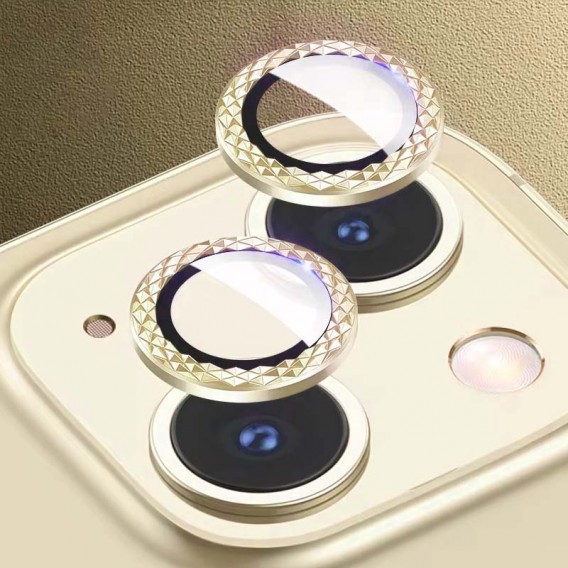 Защитное стекло Metal Shine на камеру (в упак.) для Apple iPhone 14 (6.1") / 14 Plus (6.7"), Золотой / Gold