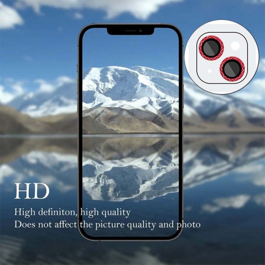 Защитное стекло Metal Shine на камеру (в упак.) для Apple iPhone 14 (6.1") / 14 Plus (6.7"), Красный / Red - изображение 2