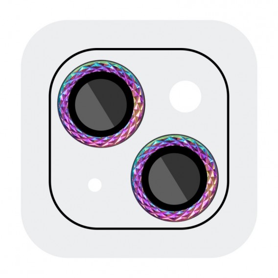 Захисне скло Metal Shine на камеру (у упак.) для Apple iPhone 14 (6.1") / 14 Plus (6.7") Бузковий / Rainbow