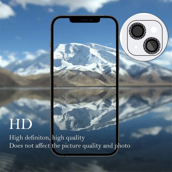 Защитное стекло на камеру для Apple iPhone 14 (6.1") / 14 Plus (6.7") - Metal Shine (в упак.), Черный / Midnight