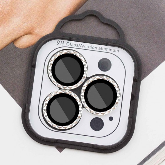 Защитное стекло Metal Shine на камеру (в упак.) для Apple iPhone 14 Pro (6.1") / 14 Pro Max (6.7"), Серебряный / Silver