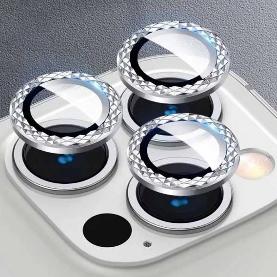 Защитное стекло Metal Shine на камеру (в упак.) для Apple iPhone 14 Pro (6.1") / 14 Pro Max (6.7"), Серебряный / Silver