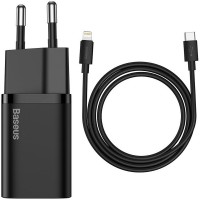 Блок живлення Baseus Super Si Quick Charger 20W (1USB-C) + кабель Type-C to Lightning (TZCCSUP-B) Чорний