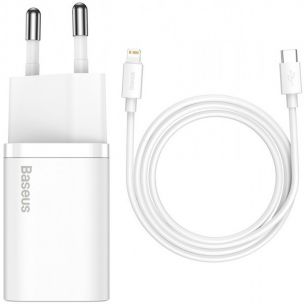 Блок питания Baseus Super Si Quick Charger 20W (1USB-C) + кабель Type-C to Lightning (TZCCSUP-B) Белый Блок питания Baseus Super Si Quick Charger 20W (1USB-C) + кабель Type-C to Lightning (TZCCSUP-B) Белый