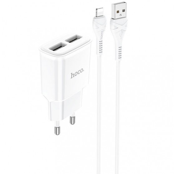 Зарядний пристрій HOCO C88A (2USB/2.4A) + Lightning