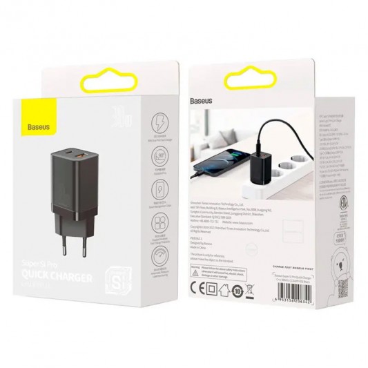 МЗП Baseus Super Si Pro Quick Charger 30W (1USB-A/1C) (CCSUPP-E) Black - зображення 5 