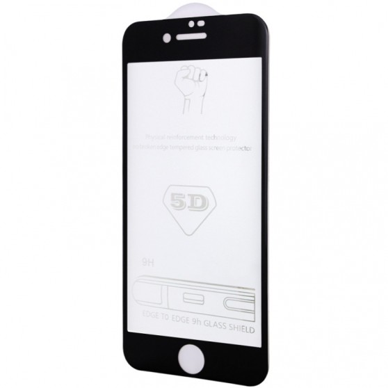 Захисне скло 5D Hard (full glue) (тех.пак) для Apple iPhone 7 / 8 / SE (2020) (4.7") Чорний