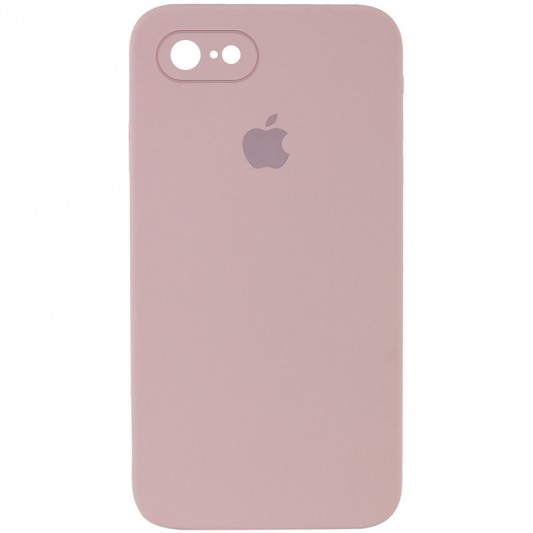 Чохол Silicone Case Square Full Camera Protective (AA) для Apple iPhone 7 / 8 / SE (2020) (4.7") Рожевий / Pink Sand