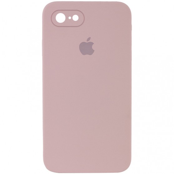 Чехол Silicone Case Square Full Camera Protective (AA) для Apple iPhone 7 / 8 / SE (2020) (4.7") Розовый / Pink Sand