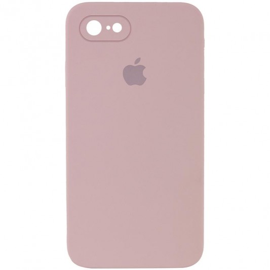 Чехол Silicone Case Square Full Camera Protective (AA) для Apple iPhone 7 / 8 / SE (2020) (4.7") Розовый / Pink Sand