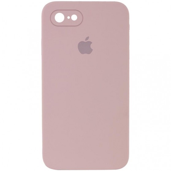 Чехол Silicone Case Square Full Camera Protective (AA) для Apple iPhone 7 / 8 / SE (2020) (4.7") Розовый / Pink Sand