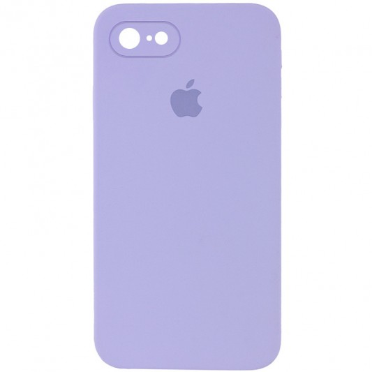 Чохол Silicone Case Square Full Camera Protective (AA) для Apple iPhone 7 / 8 / SE (2020) (4.7") Бузковий / Dasheen