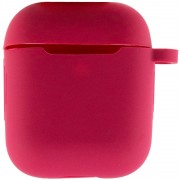 Силиконовый футляр New с карабином для наушников Airpods 1/2, Красный / Rose Red