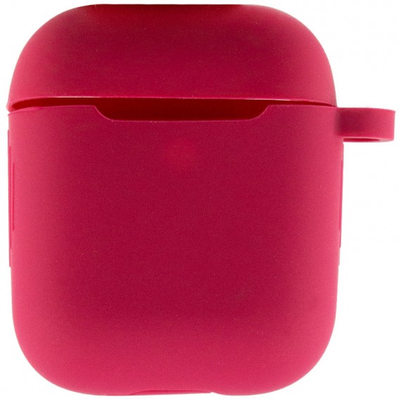 Силіконовий футляр New з карабіном для навушників Airpods 1/2, Червоний / Rose Red