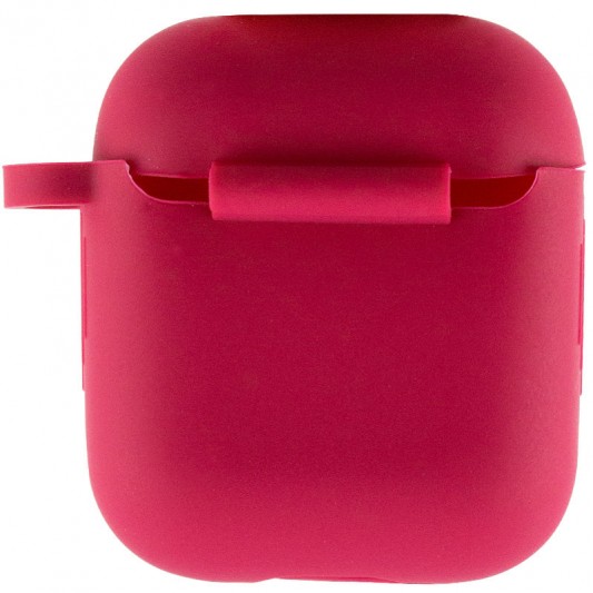 Силиконовый футляр New с карабином для наушников Airpods 1/2 Красный / Rose Red - изображение 2
