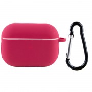Силіконовий футляр New з карабіном для навушників Airpods Pro Червоний / Rose Red