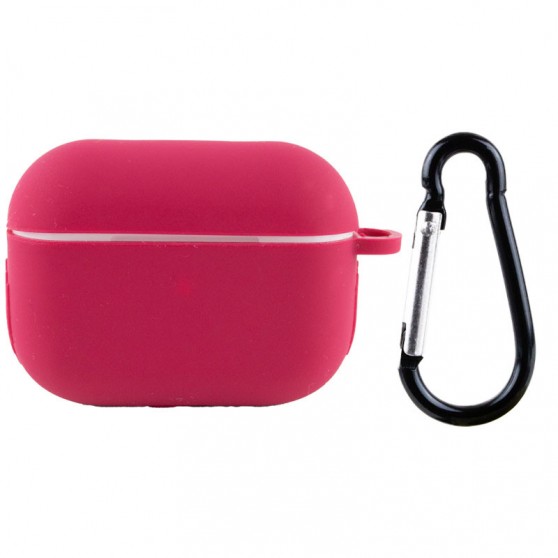 Силиконовый футляр New с карабином для наушников Airpods Pro Красный / Rose Red