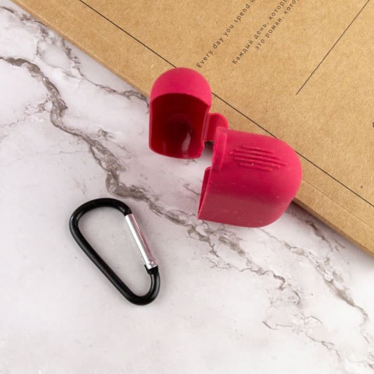 Силіконовий футляр New з карабіном для навушників Airpods Pro Червоний / Rose Red - зображення 4 