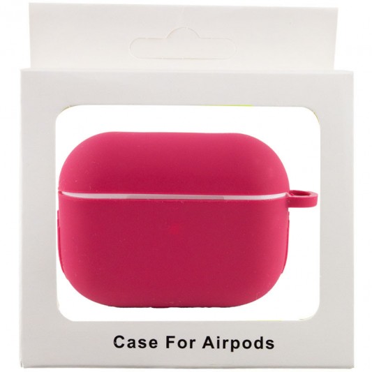 Силіконовий футляр New з карабіном для навушників Airpods Pro Червоний / Rose Red - зображення 5 