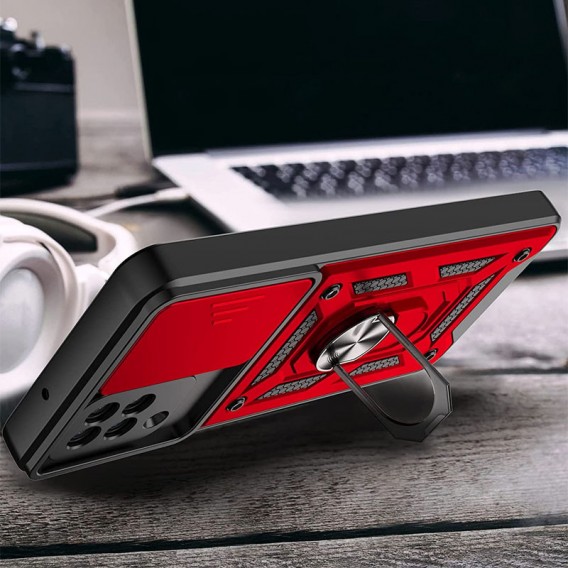 Ударопрочный чехол Camshield Serge Ring для Samsung Galaxy A22 4G/M32, Красный