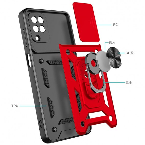 Ударопрочный чехол Camshield Serge Ring для Samsung Galaxy A22 4G/M32, Красный