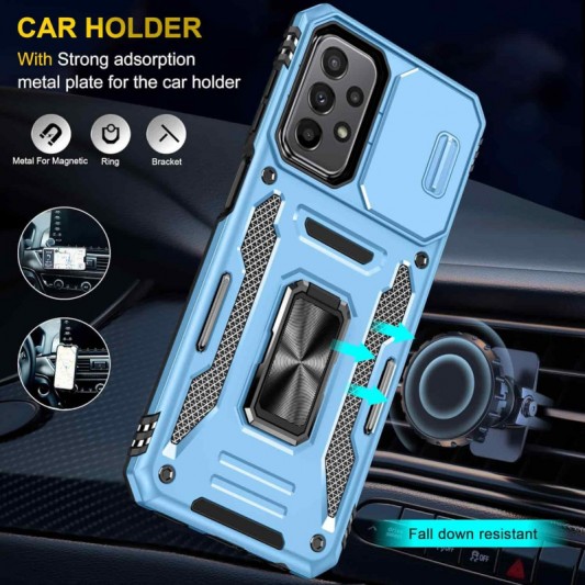 Ударопрочный чехол Camshield Army Ring для Samsung Galaxy A13 4G / A04s Голубой / Light Blue - изображение 1