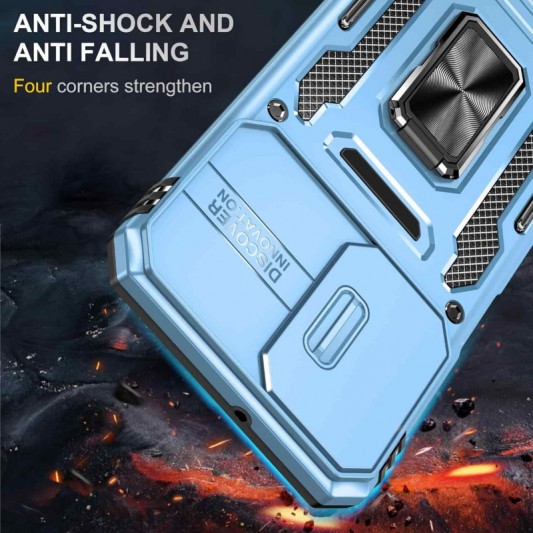 Ударопрочный чехол Camshield Army Ring для Samsung Galaxy A13 4G / A04s Голубой / Light Blue - изображение 5